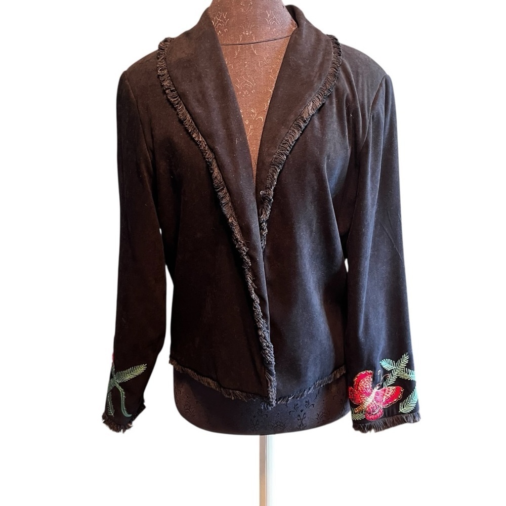 Ilyse Hart Ltd Ladies Vintage Butterfly Floral Embroidered Blazer Size Medium - Picture 2 of 11